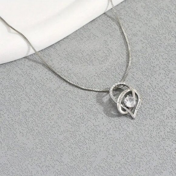 925 Silver Womens 1ct Diamond Heart Pendant Necklace Ladies New 16" 18" Jewelry - Picture 4 of 6